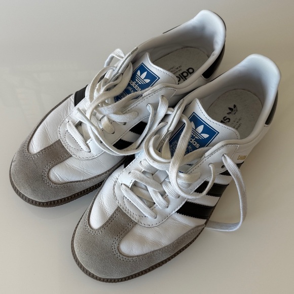 Adidas Classic White Leather Black Striped Samba Gum Sole Mens Sneakers 7 1/2 - Picture 3 of 11